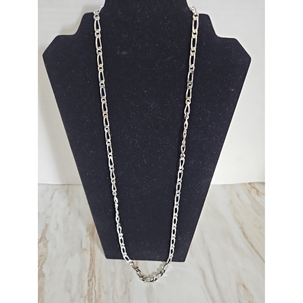 Monet Silver Tone Figaro Chain Necklace 30" Vintage Classic